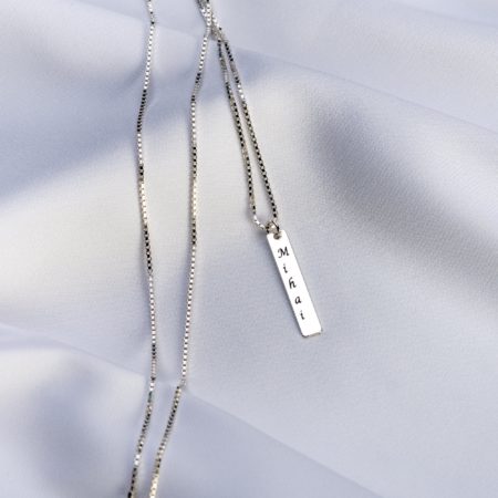 Lantisor patrat "Long Name" din argint 925 personalizat - Armilla Sliver - Unește cupluri