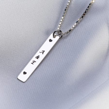 Lantisor patrat "Long Initiale" din argint 925 personalizat - Armilla Sliver - Unește cupluri