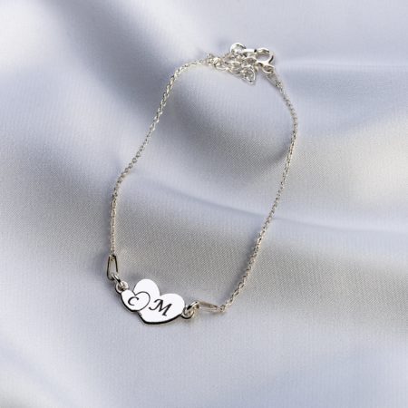 Bratara "Lady Double Heart" din argint personalizata - Armilla Sliver - Unește cupluri
