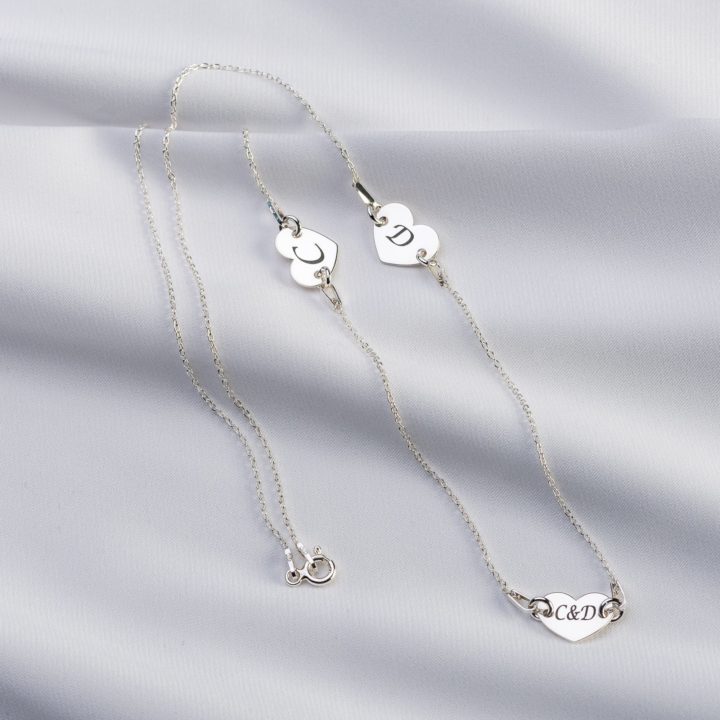 Lantisor din argint 3 inimi personalizat - Armilla Sliver - Unește cupluri