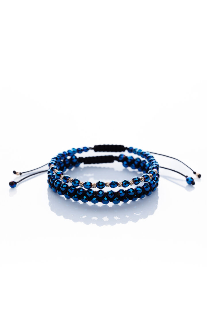 Set două brățari “Blue Hematite Elegance” Aur Premium 14k pietre semiprețioase handmade Armilla